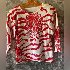 1980s Beaded all over print tiger shirt 🐅
